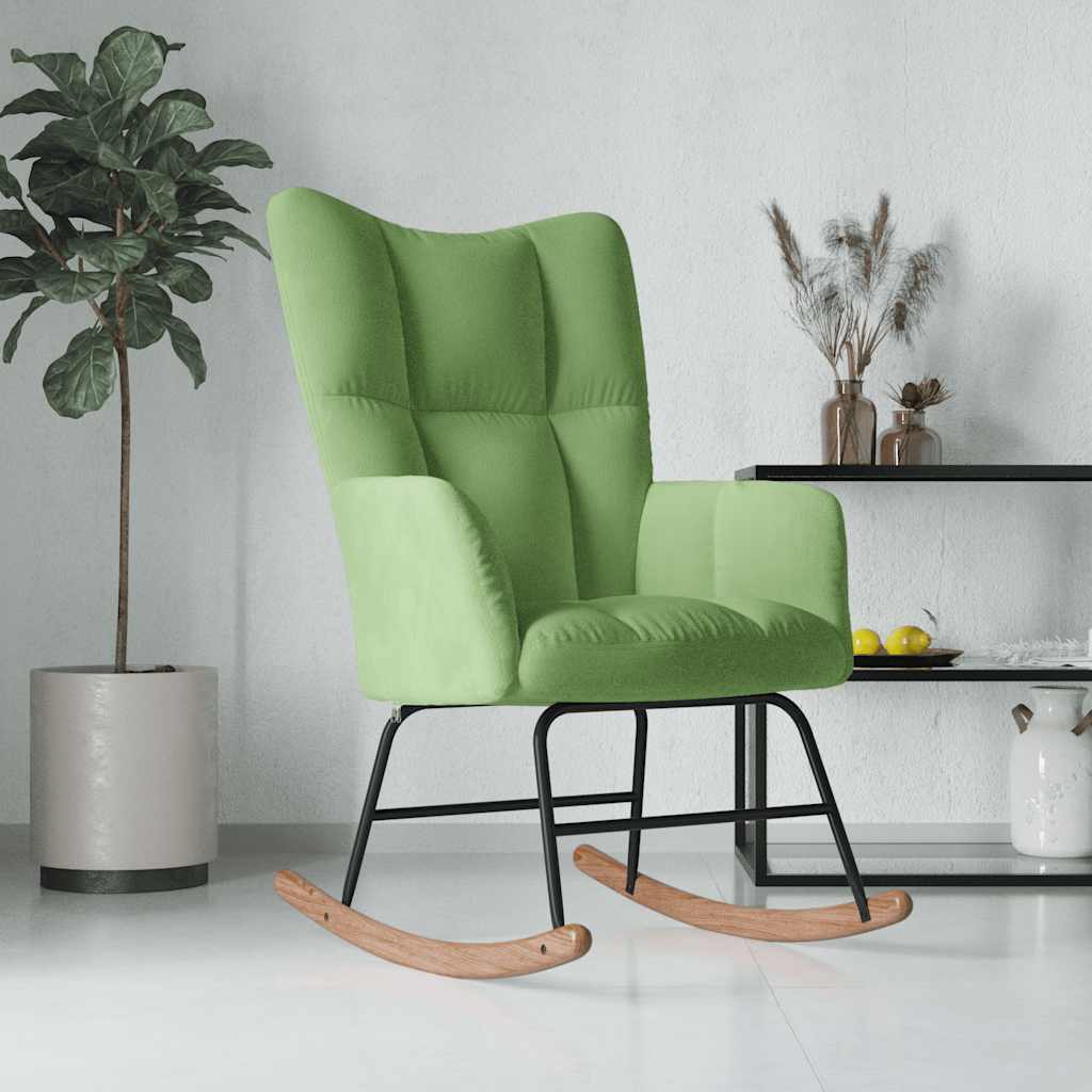 vidaXL Scaun balansoar, verde deschis, catifea vidaXL Scaun balansoar, verde deschis, catifea