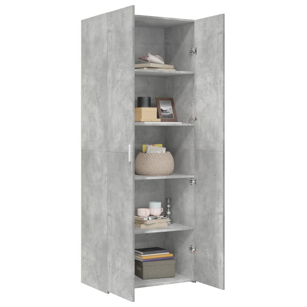 vidaXL Dulap înalt, gri beton, 70x42,5x185 cm, lemn prelucrat