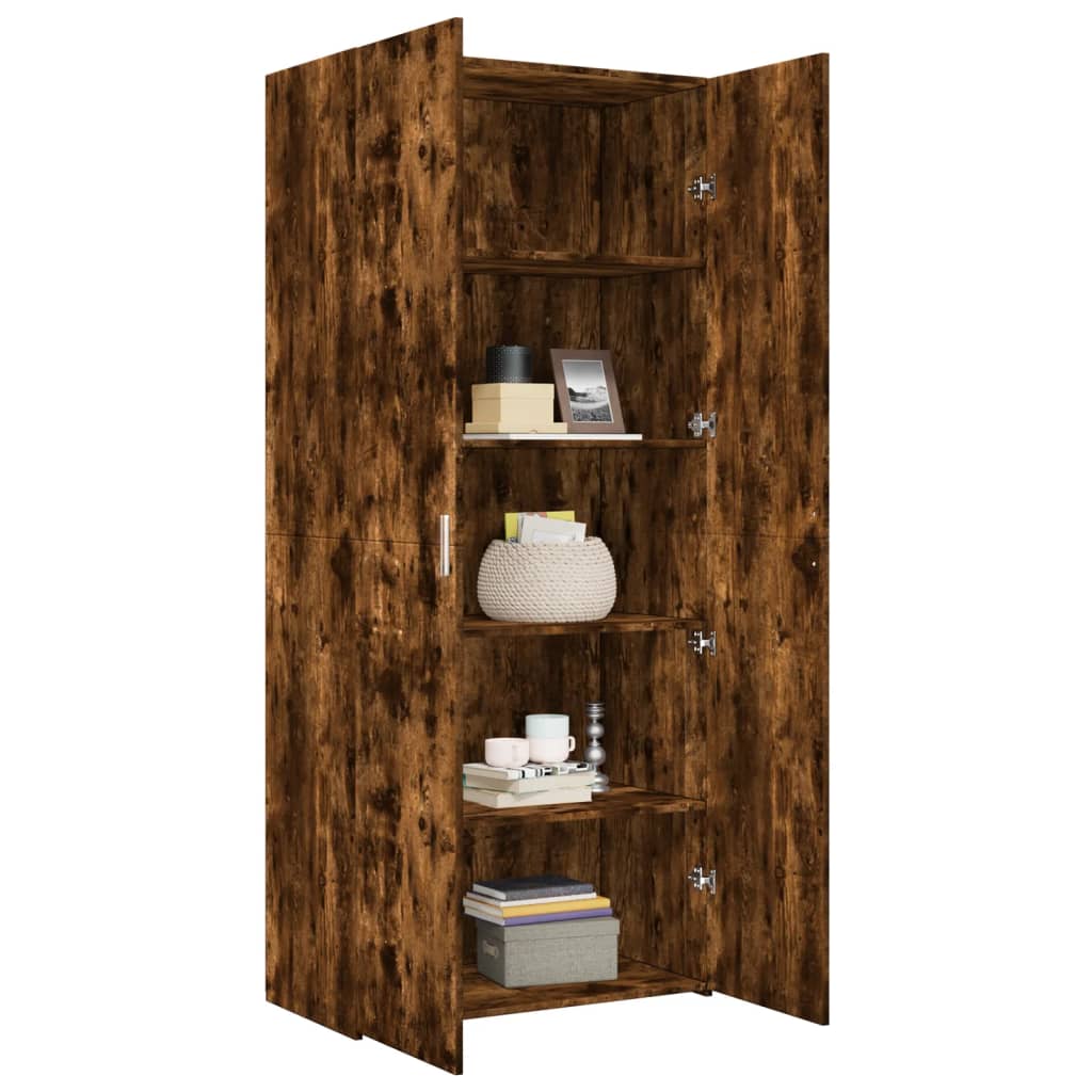 vidaXL Dulap înalt, stejar fumuriu, 80x42,5x185 cm, lemn prelucrat vidaXL Dulap înalt, stejar fumuriu, 80x42,5x185 cm, lemn prelucrat