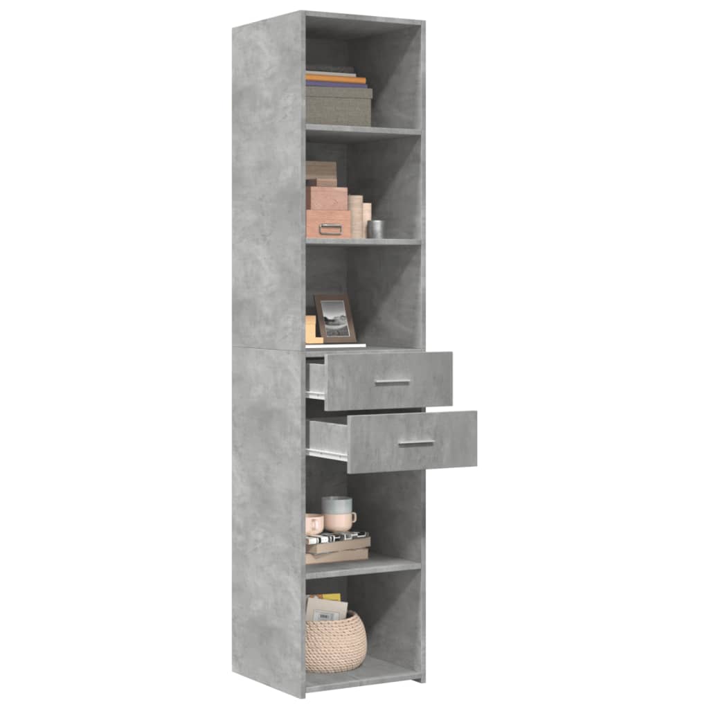 vidaXL Dulap înalt, gri beton, 40x42,5x185 cm, lemn prelucrat