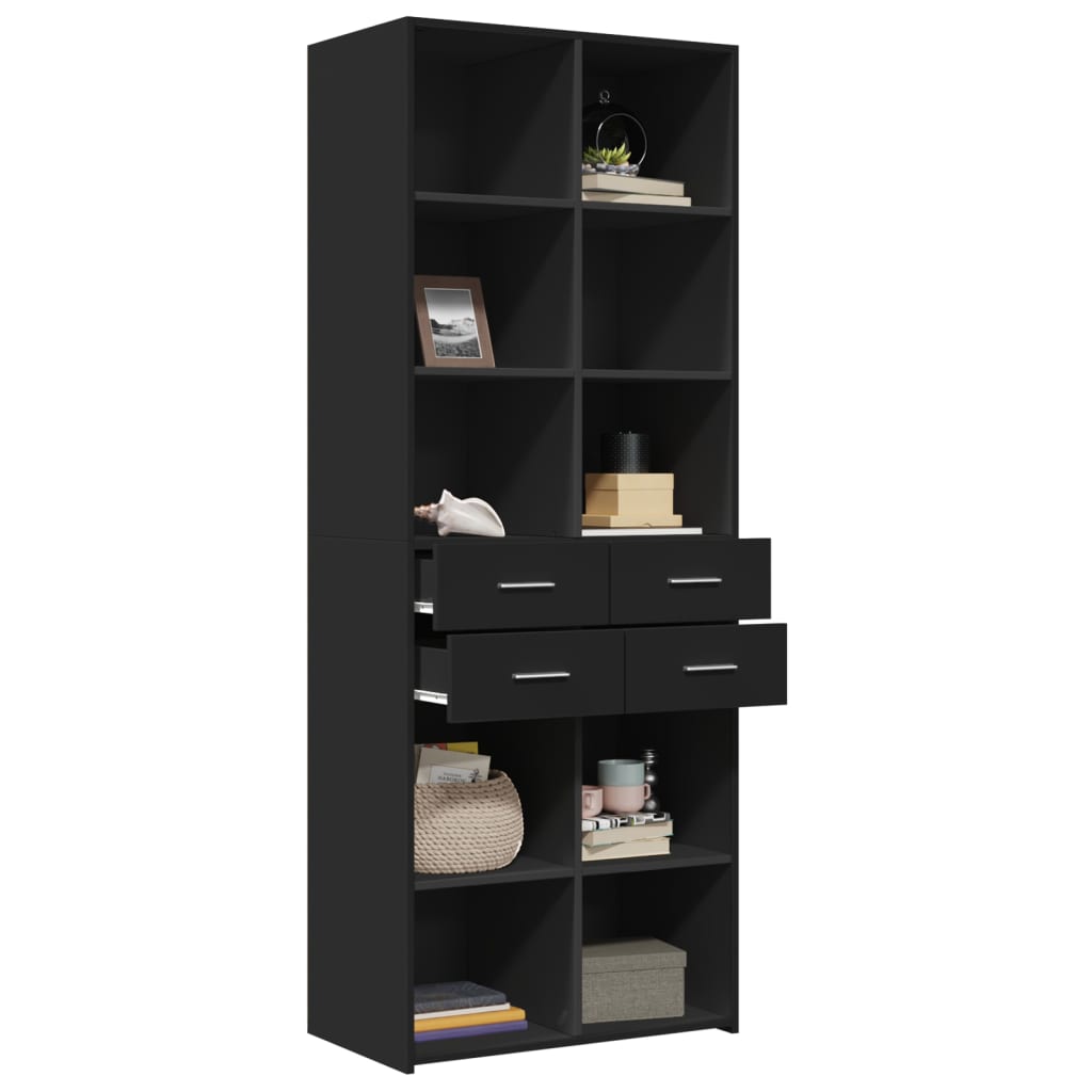 vidaXL Dulap înalt, negru, 70x42,5x185 cm, lemn prelucrat