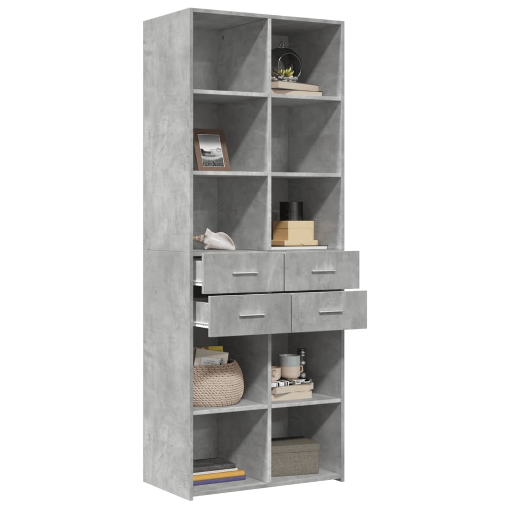 vidaXL Dulap înalt, gri beton, 70x42,5x185 cm, lemn prelucrat