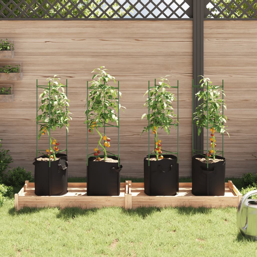 vidaXL Suport pentru roșii cu saci de plante 4 buc., 116 cm oțel și PP