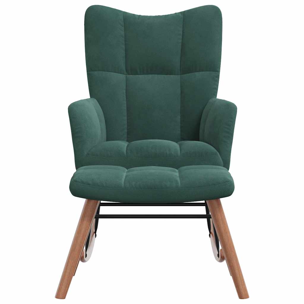 vidaXL Scaun balansoar cu taburet, verde închis, catifea vidaXL Scaun balansoar cu taburet, verde închis, catifea