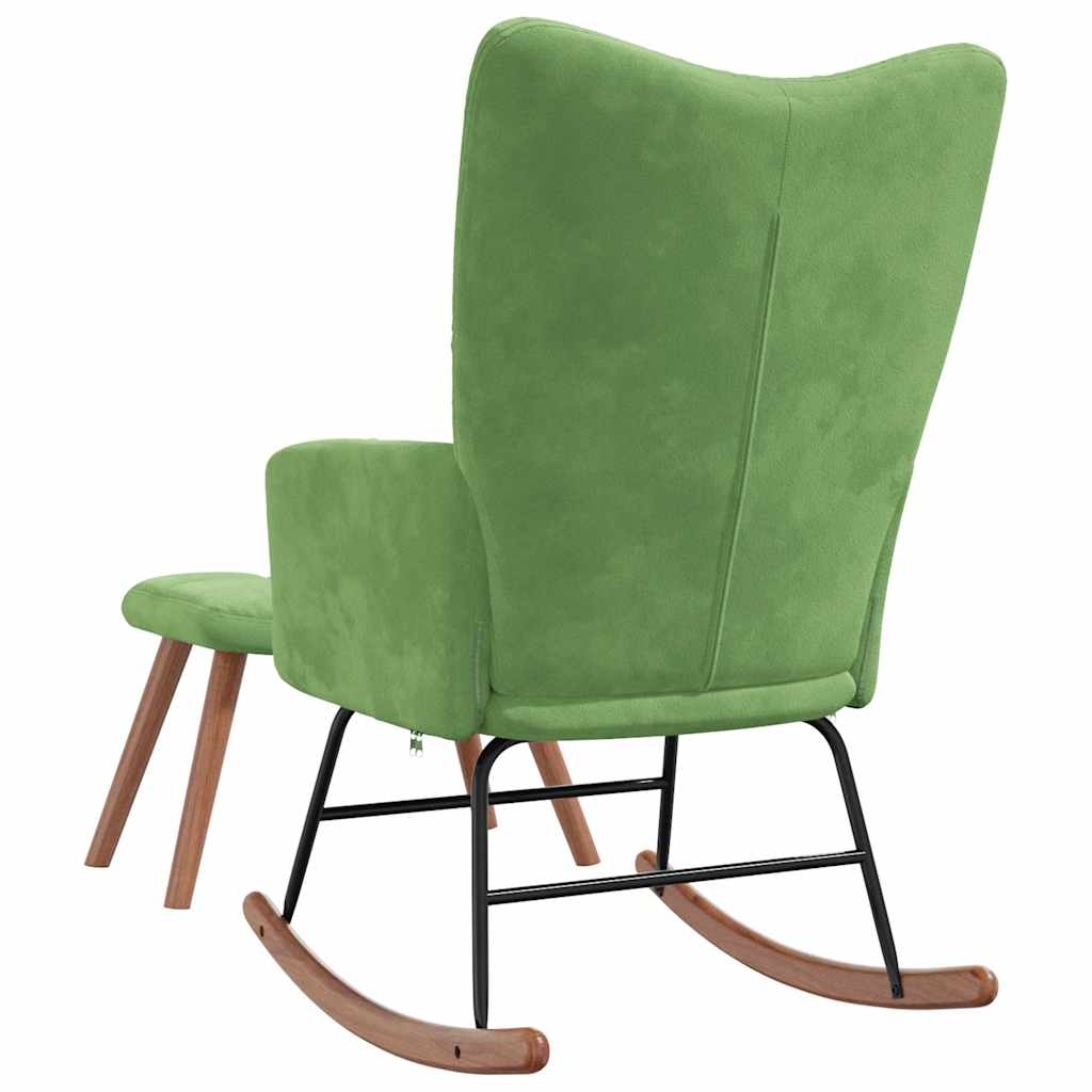 vidaXL Scaun balansoar cu taburet, verde deschis, catifea vidaXL Scaun balansoar cu taburet, verde deschis, catifea