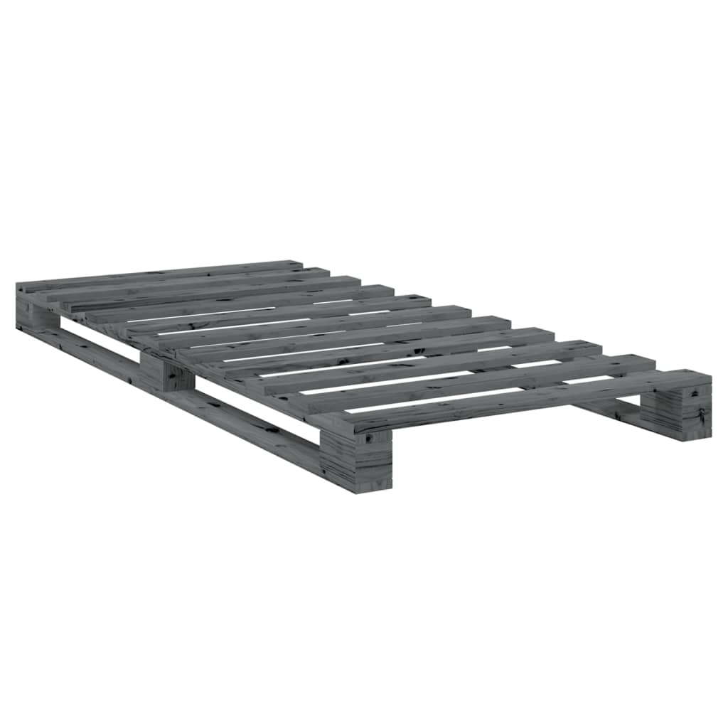 vidaXL Cadru de pat cu tăblie, gri, 90x200 cm, lemn masiv de pin vidaXL Cadru de pat cu tăblie, gri, 90x200 cm, lemn masiv de pin