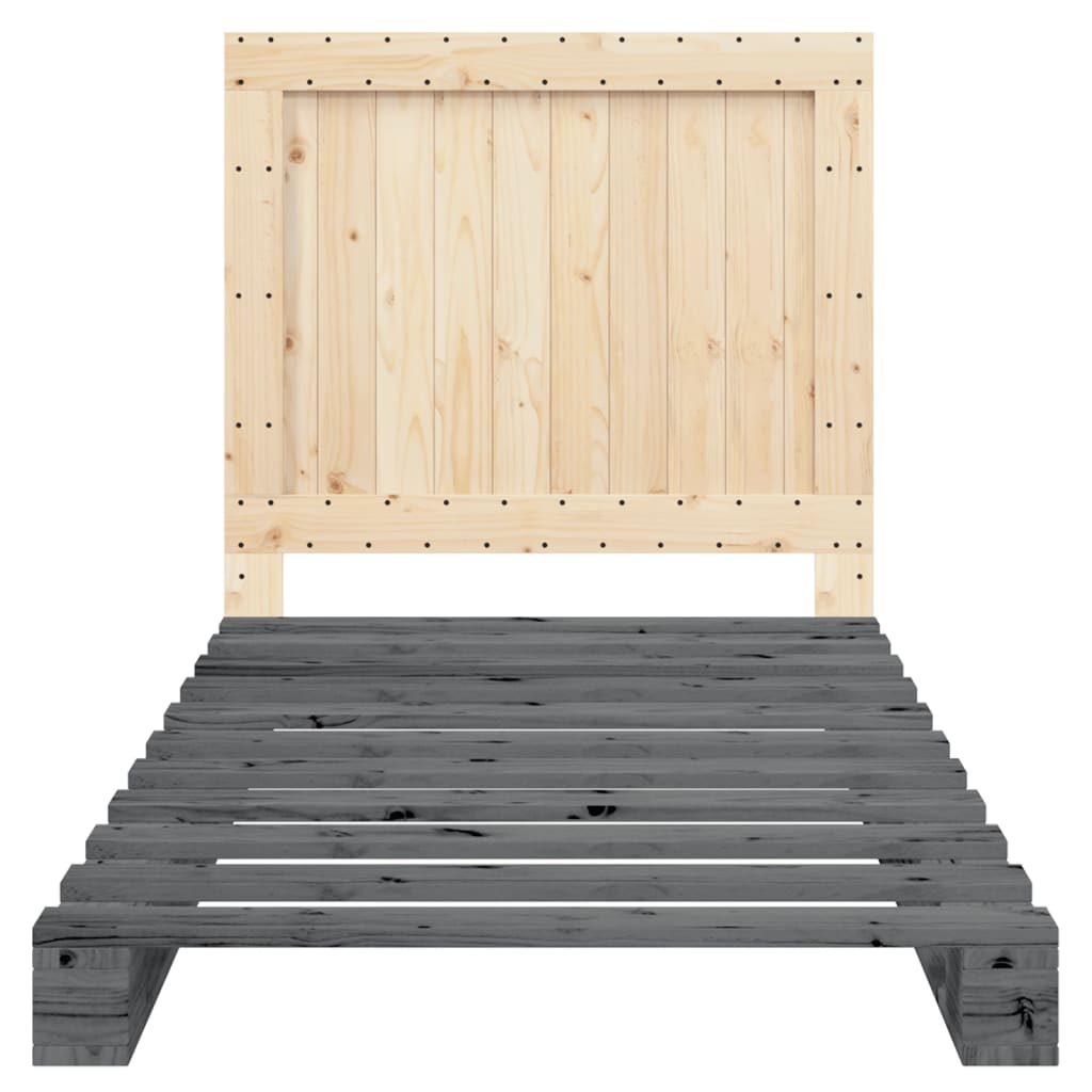 vidaXL Cadru de pat cu tăblie, gri, 100x200 cm, lemn masiv de pin vidaXL Cadru de pat cu tăblie, gri, 100x200 cm, lemn masiv de pin