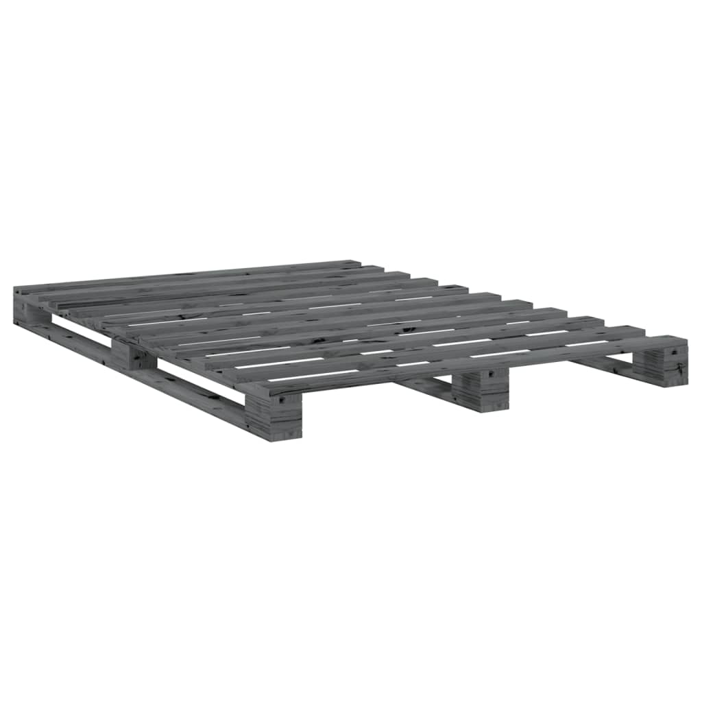 vidaXL Cadru de pat cu tăblie, gri, 140x200 cm, lemn masiv de pin vidaXL Cadru de pat cu tăblie, gri, 140x200 cm, lemn masiv de pin
