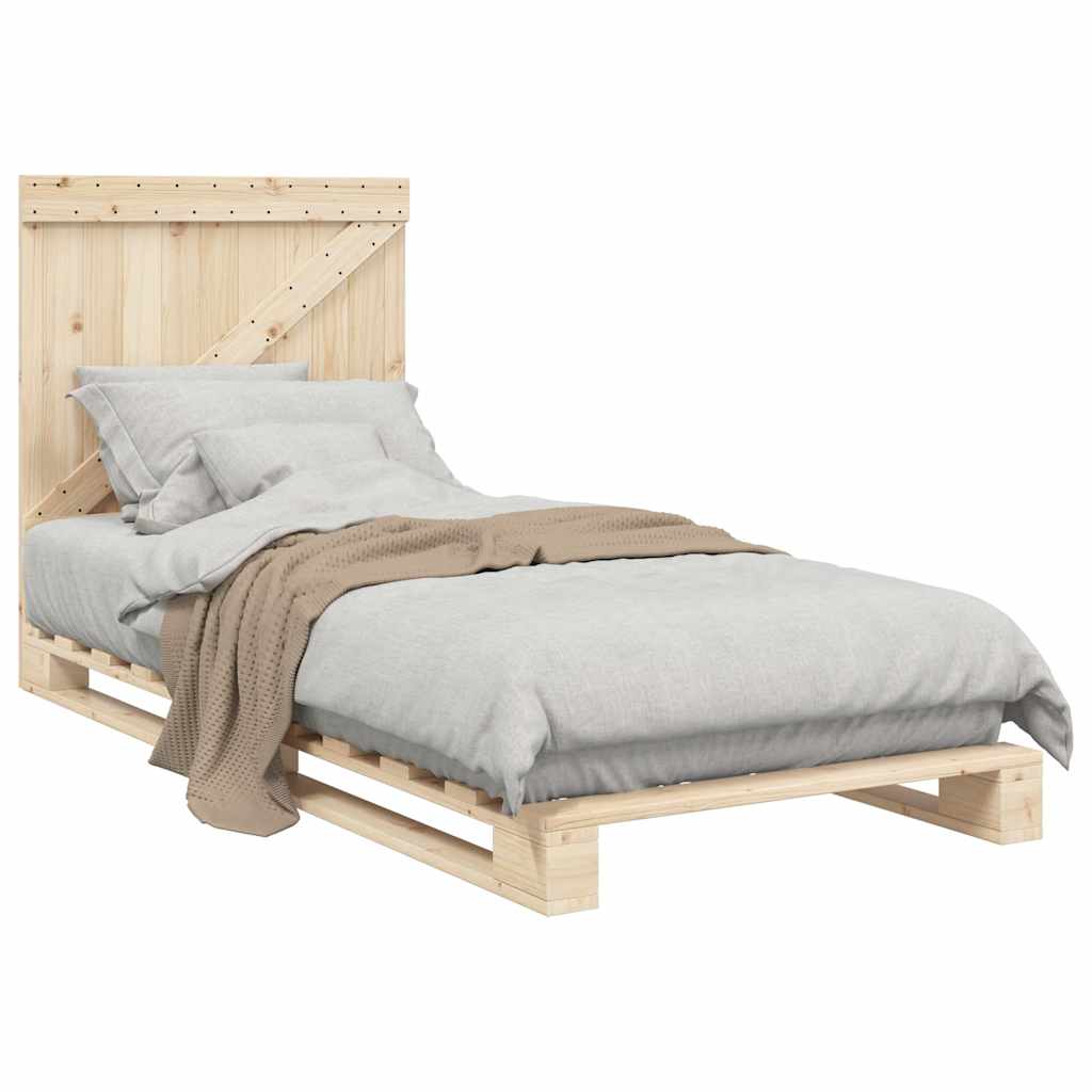 vidaXL Cadru de pat cu tăblie, 90x200 cm, lemn masiv de pin vidaXL Cadru de pat cu tăblie, 90x200 cm, lemn masiv de pin