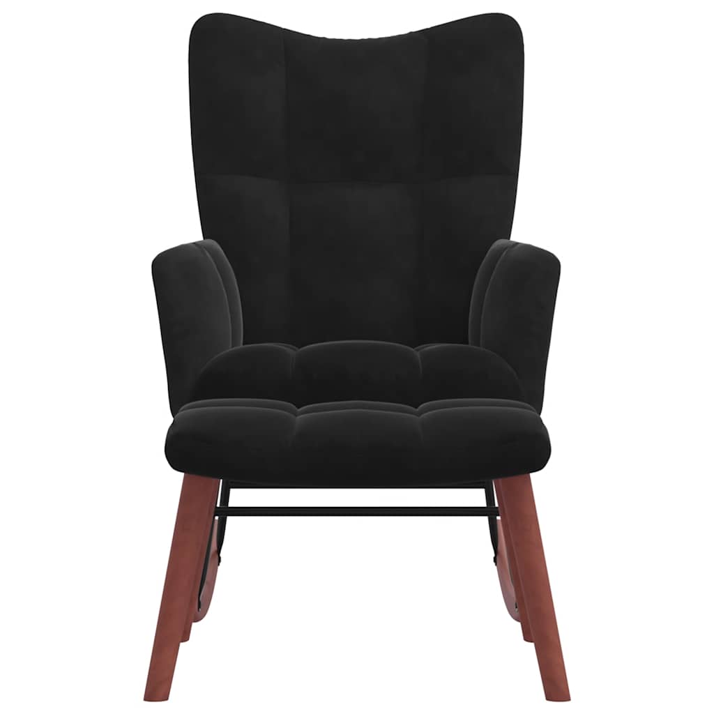 vidaXL Scaun balansoar cu taburet, negru, catifea vidaXL Scaun balansoar cu taburet, negru, catifea