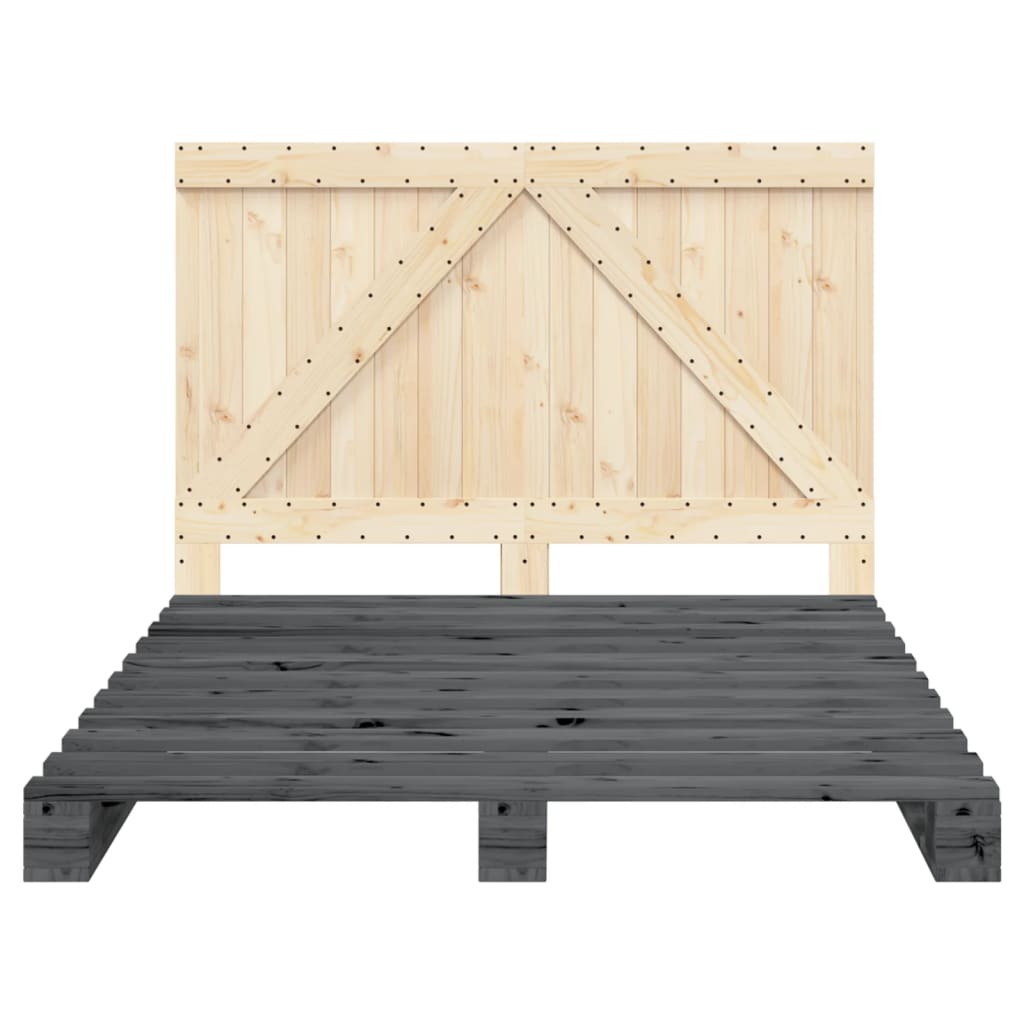 vidaXL Cadru de pat cu tăblie, gri, 160x200 cm, lemn masiv de pin vidaXL Cadru de pat cu tăblie, gri, 160x200 cm, lemn masiv de pin