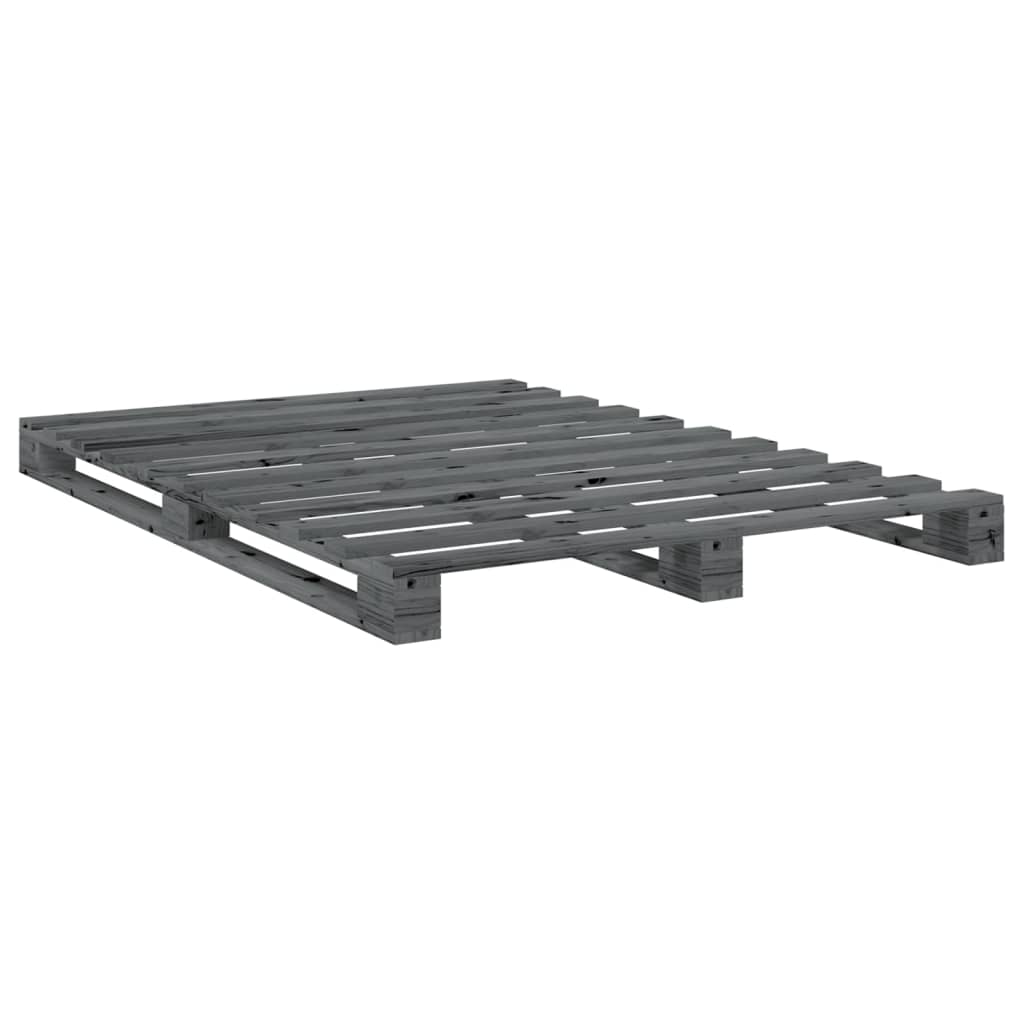 vidaXL Cadru de pat cu tăblie, gri, 160x200 cm, lemn masiv de pin vidaXL Cadru de pat cu tăblie, gri, 160x200 cm, lemn masiv de pin
