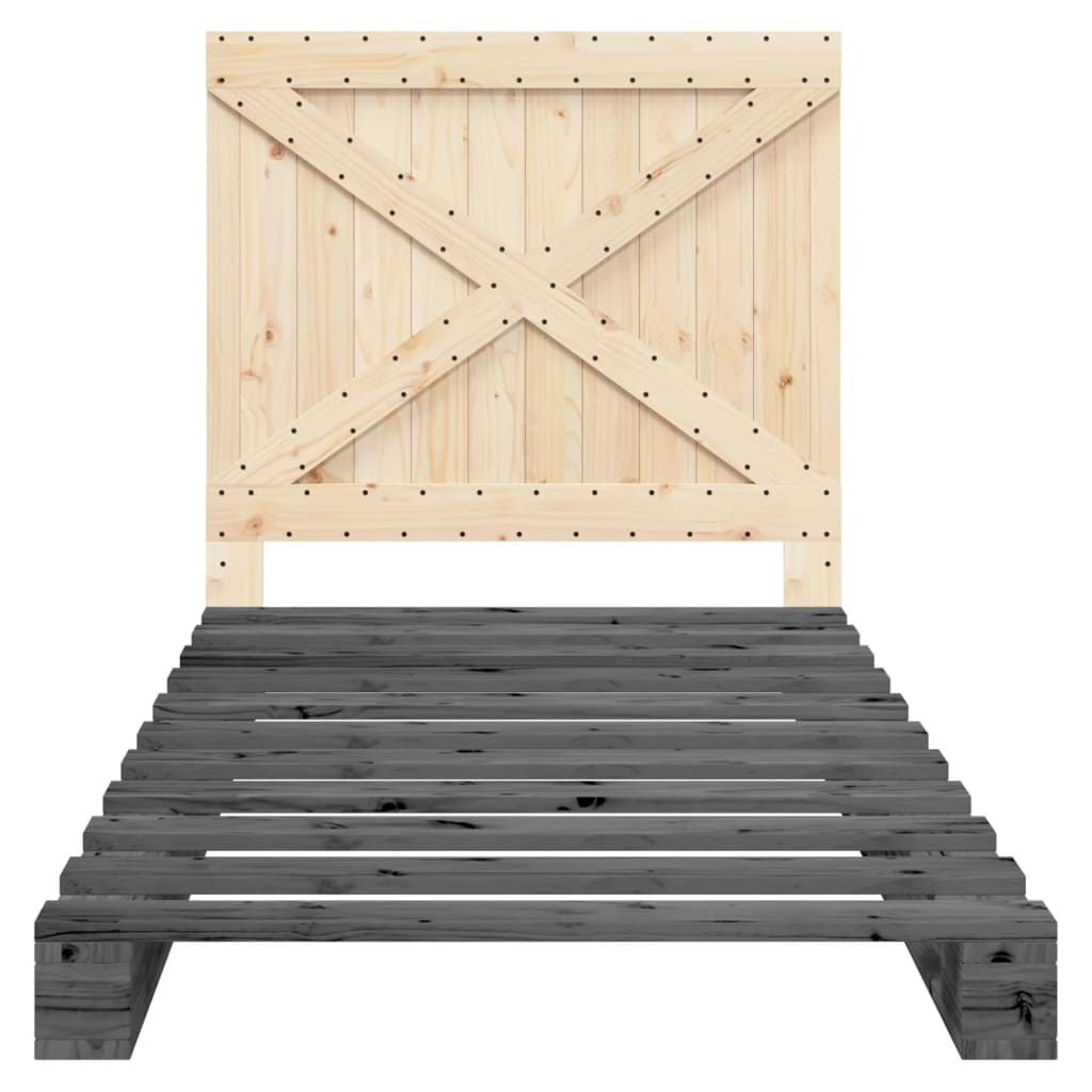 vidaXL Cadru de pat cu tăblie, gri, 100x200 cm, lemn masiv de pin vidaXL Cadru de pat cu tăblie, gri, 100x200 cm, lemn masiv de pin