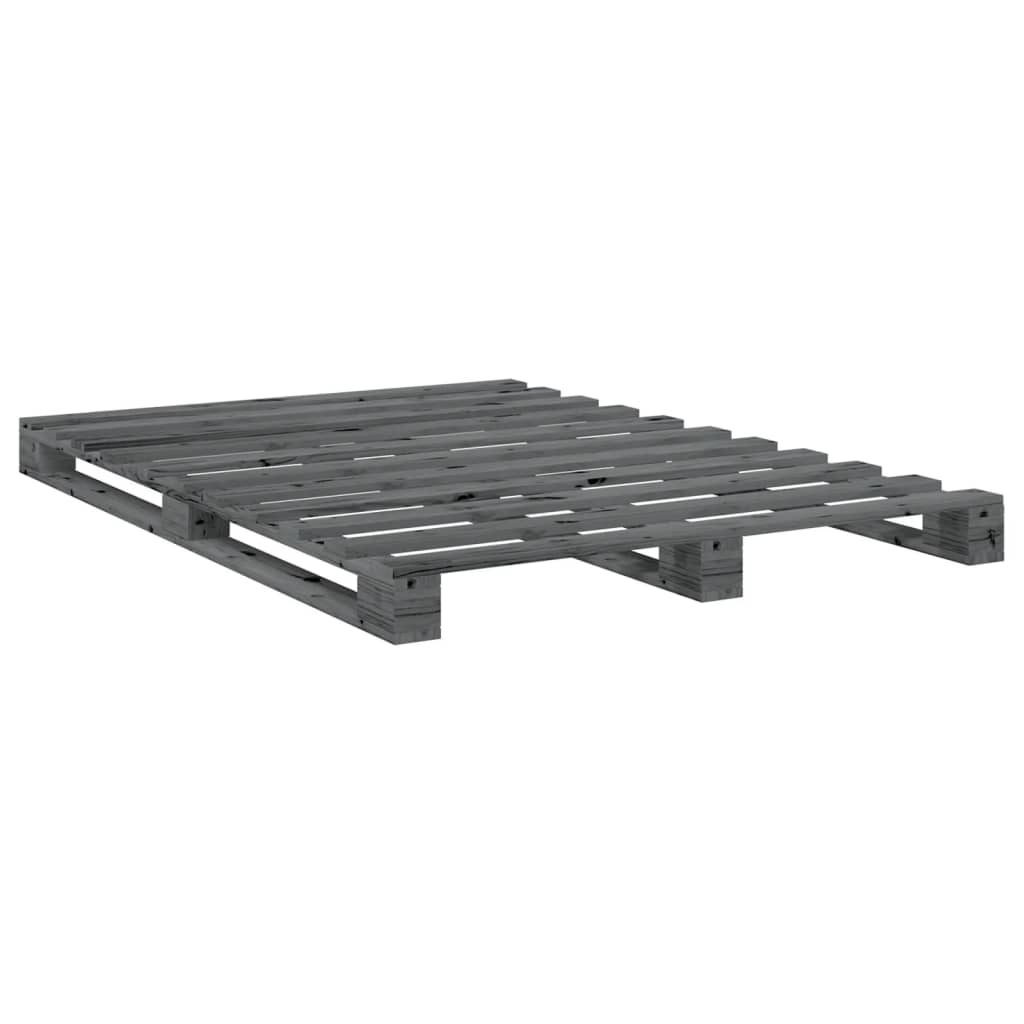 vidaXL Cadru de pat cu tăblie, gri, 160x200 cm, lemn masiv de pin vidaXL Cadru de pat cu tăblie, gri, 160x200 cm, lemn masiv de pin