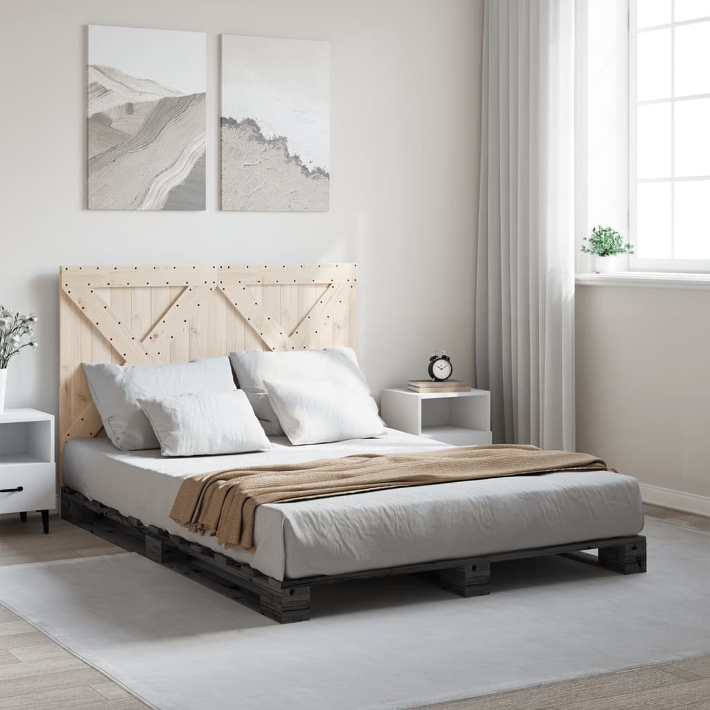vidaXL Cadru de pat cu tăblie, gri, 160x200 cm, lemn masiv de pin vidaXL Cadru de pat cu tăblie, gri, 160x200 cm, lemn masiv de pin