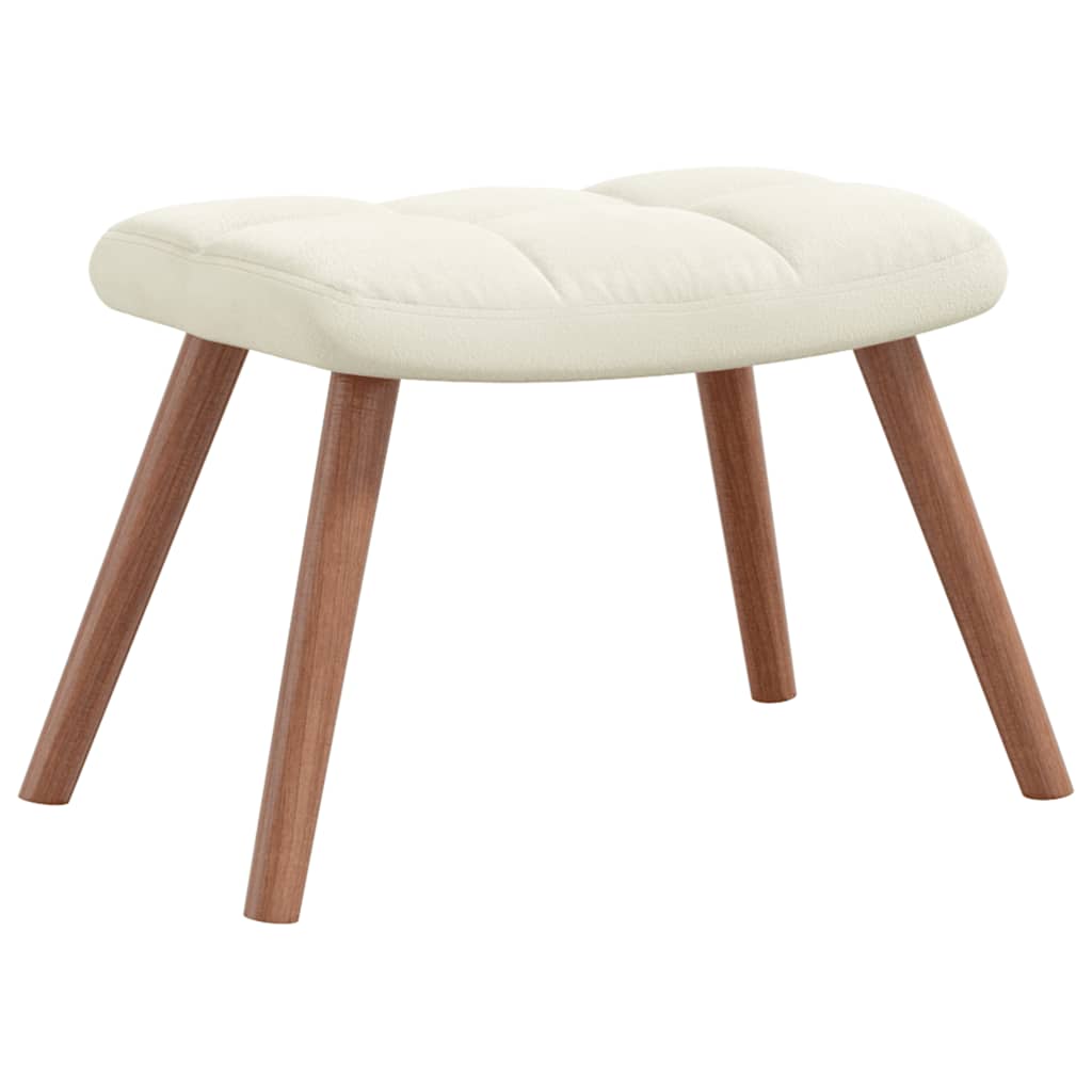 vidaXL Scaun balansoar cu taburet, alb crem, catifea vidaXL Scaun balansoar cu taburet, alb crem, catifea