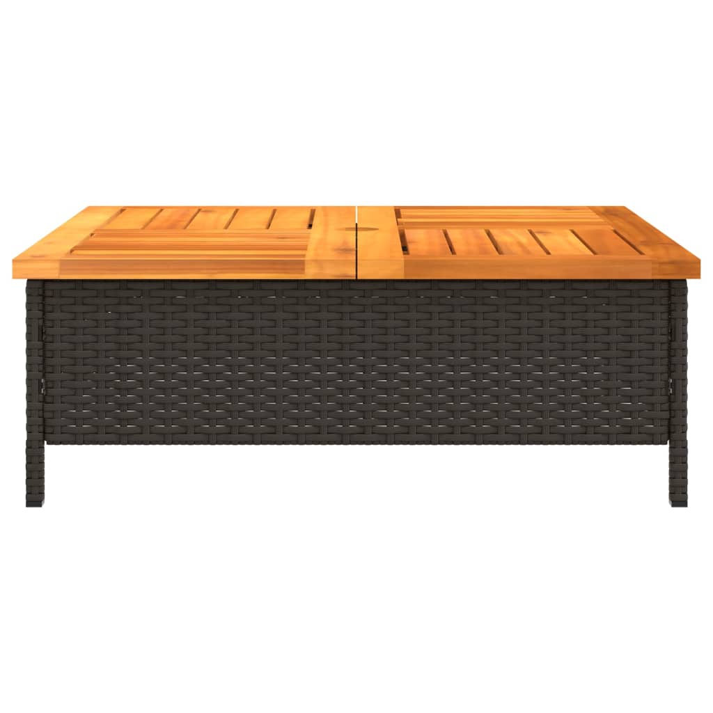 vidaXL Masă de grădină, negru, 70x70x25 cm, poliratan și lemn acacia vidaXL Masă de grădină, negru, 70x70x25 cm, poliratan și lemn acacia