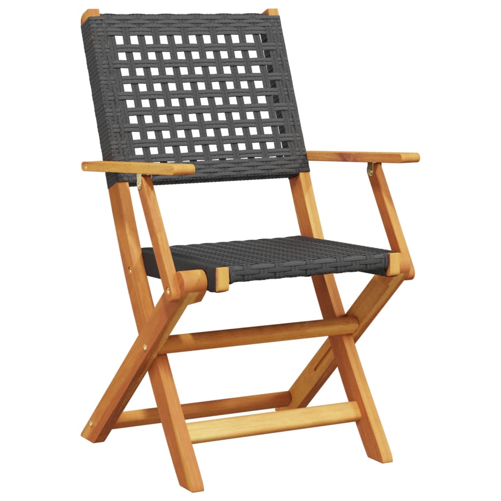 vidaXL Set mobilier grădină, 5 piese, negru, poliratan și lemn masiv vidaXL Set mobilier grădină, 5 piese, negru, poliratan și lemn masiv