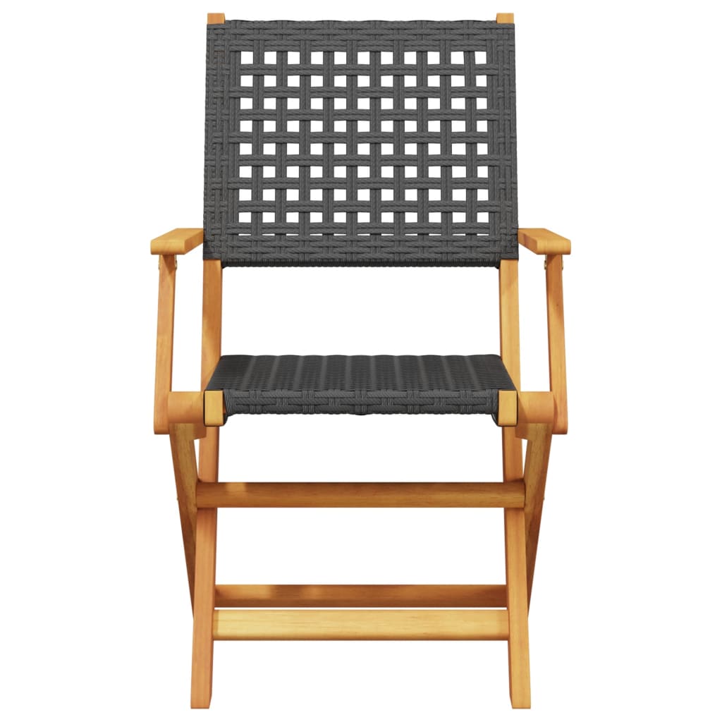 vidaXL Set mobilier grădină, 5 piese, negru, poliratan și lemn masiv vidaXL Set mobilier grădină, 5 piese, negru, poliratan și lemn masiv