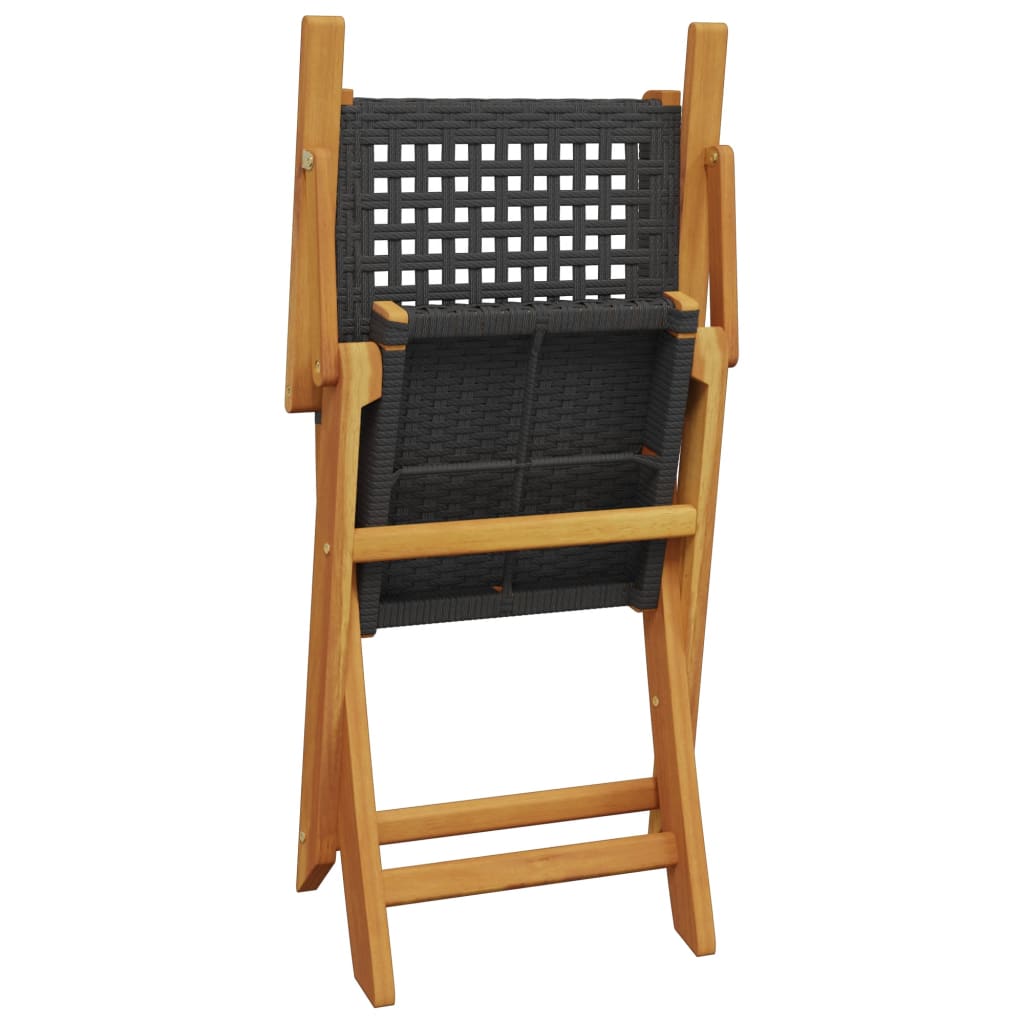 vidaXL Set mobilier grădină, 5 piese, negru, poliratan și lemn masiv vidaXL Set mobilier grădină, 5 piese, negru, poliratan și lemn masiv