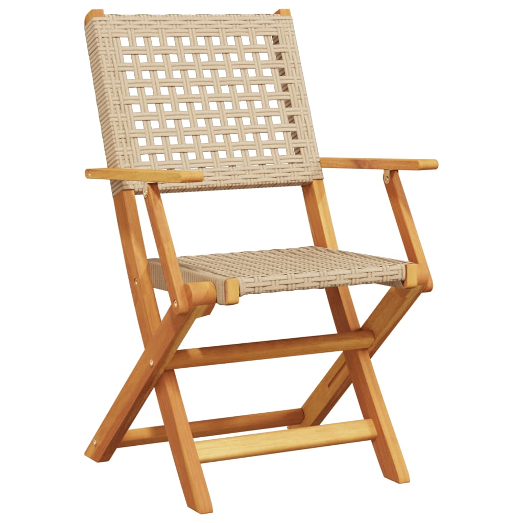 vidaXL Set mobilier de grădină, 5 piese, bej, poliratan și lemn masiv vidaXL Set mobilier de grădină, 5 piese, bej, poliratan și lemn masiv