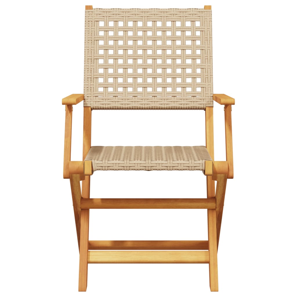 vidaXL Set mobilier de grădină, 5 piese, bej, poliratan și lemn masiv vidaXL Set mobilier de grădină, 5 piese, bej, poliratan și lemn masiv