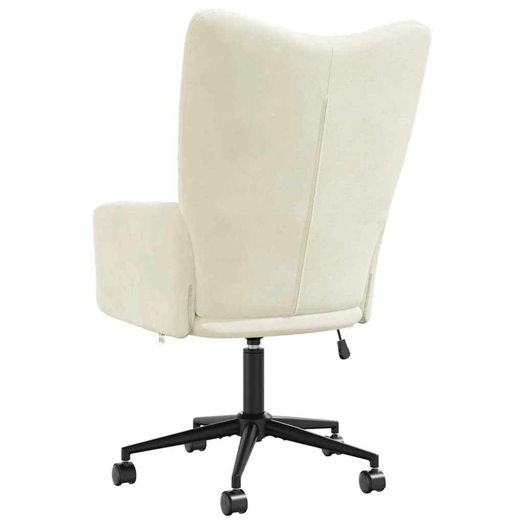 vidaXL Scaun de relaxare, alb crem, catifea