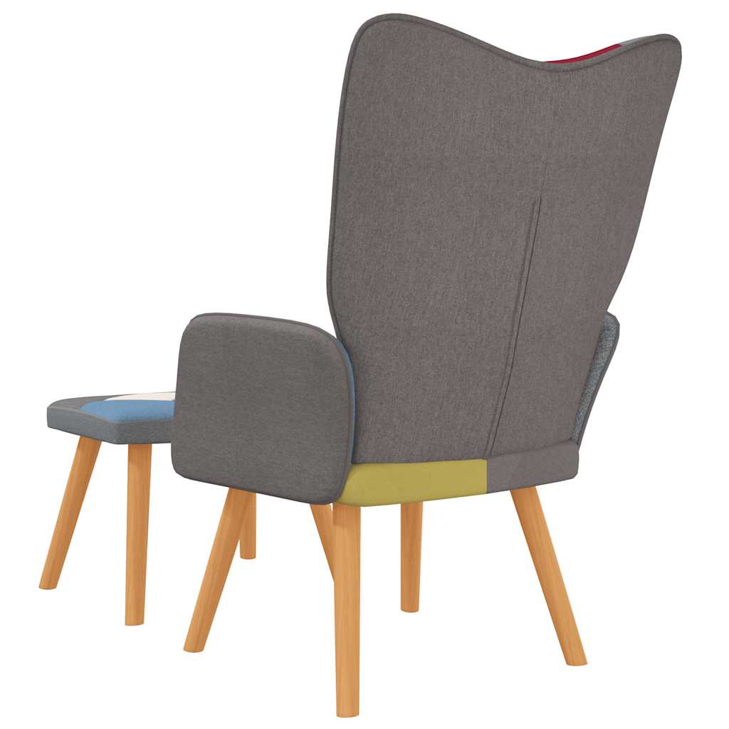 vidaXL Scaun de relaxare cu taburet, textil, petice