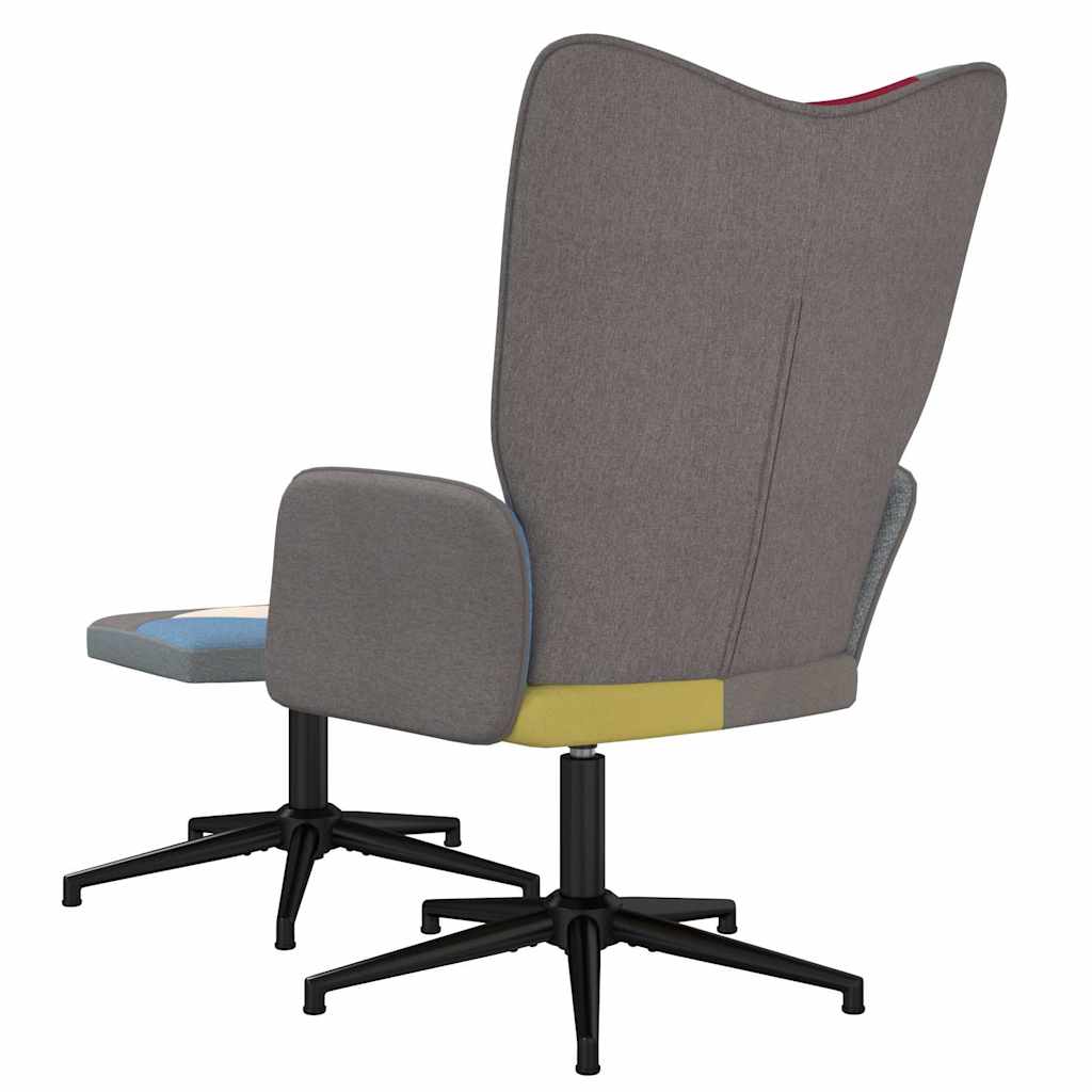 vidaXL Scaun de relaxare cu taburet, textil, petice