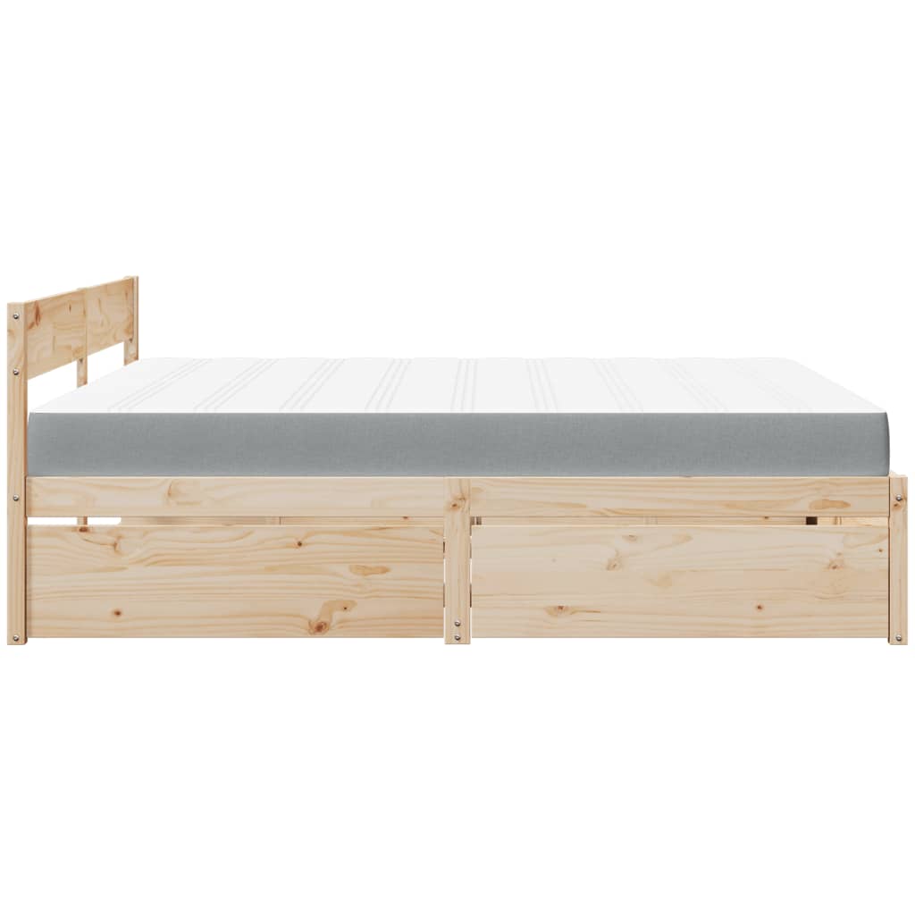 vidaXL Pat cu sertare și saltea, 200x200 cm, lemn masiv pin