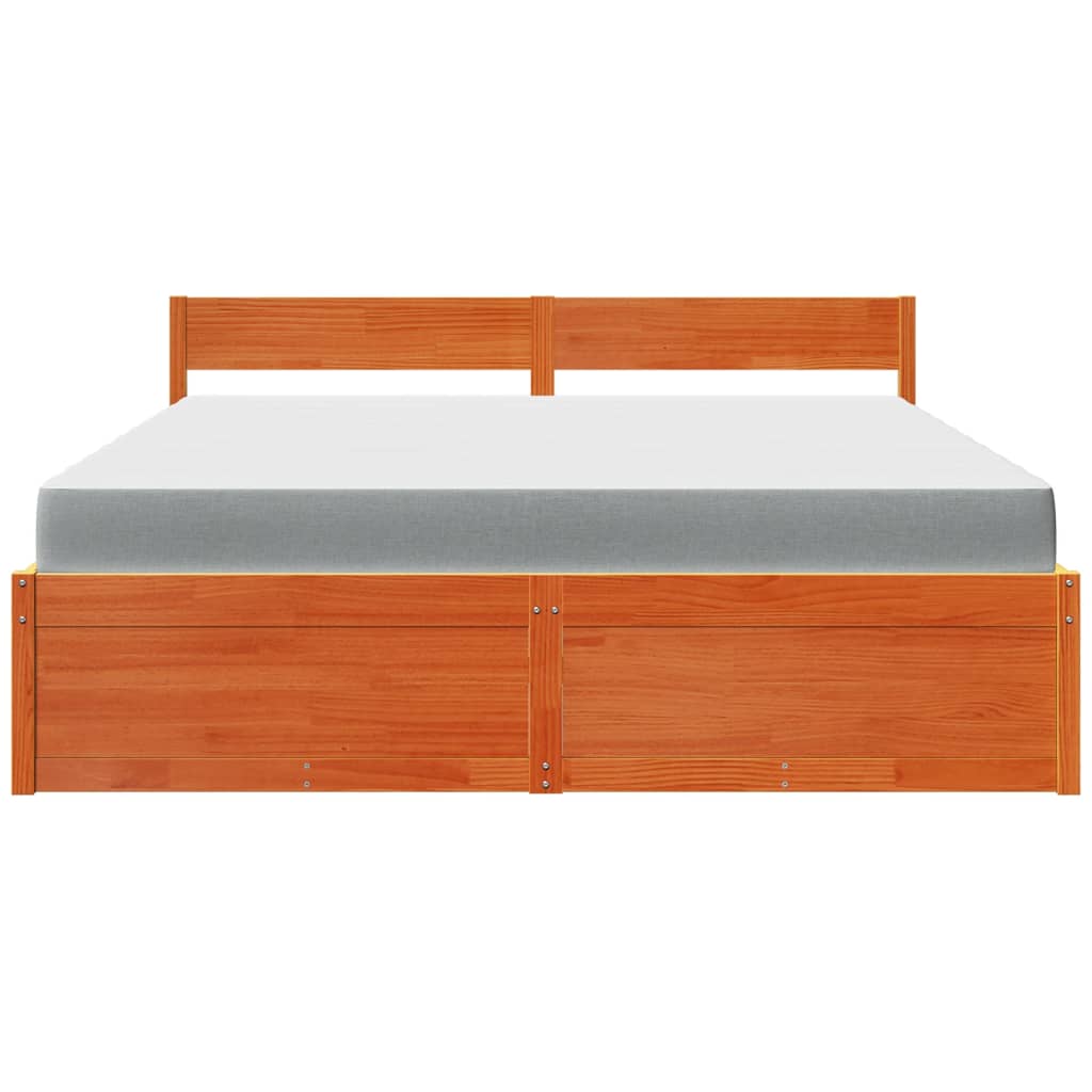 vidaXL Pat cu sertare saltea, maro ceruit, 180x200 cm, lemn masiv pin