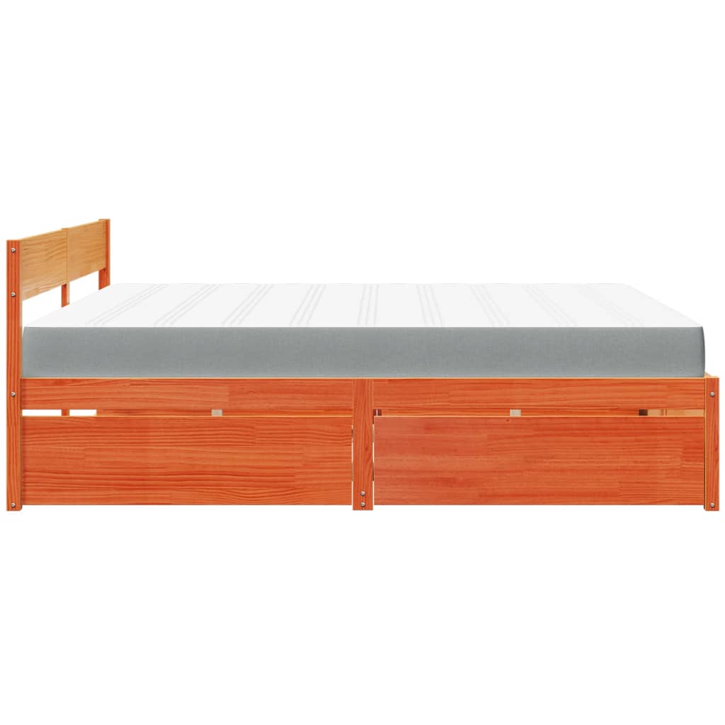 vidaXL Pat cu sertare saltea, maro ceruit, 180x200 cm, lemn masiv pin