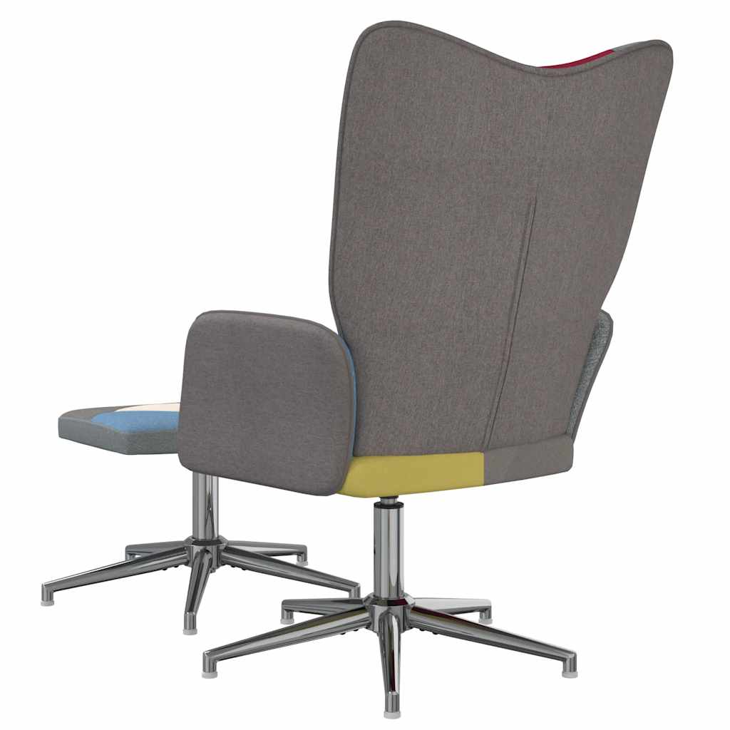 vidaXL Scaun de relaxare cu taburet, textil, petice