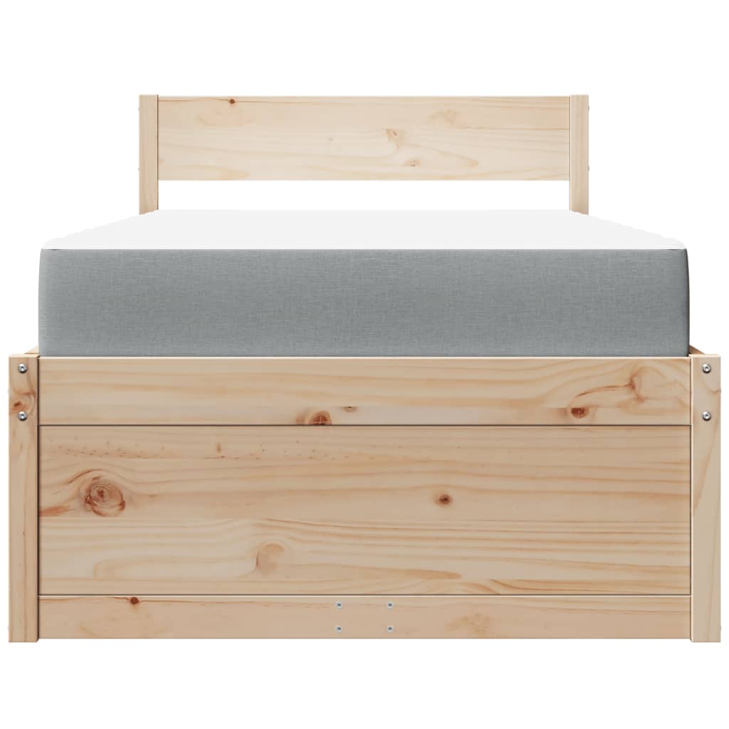 vidaXL Pat cu sertare și saltea, 90x190 cm, lemn masiv pin vidaXL Pat cu sertare și saltea, 90x190 cm, lemn masiv pin