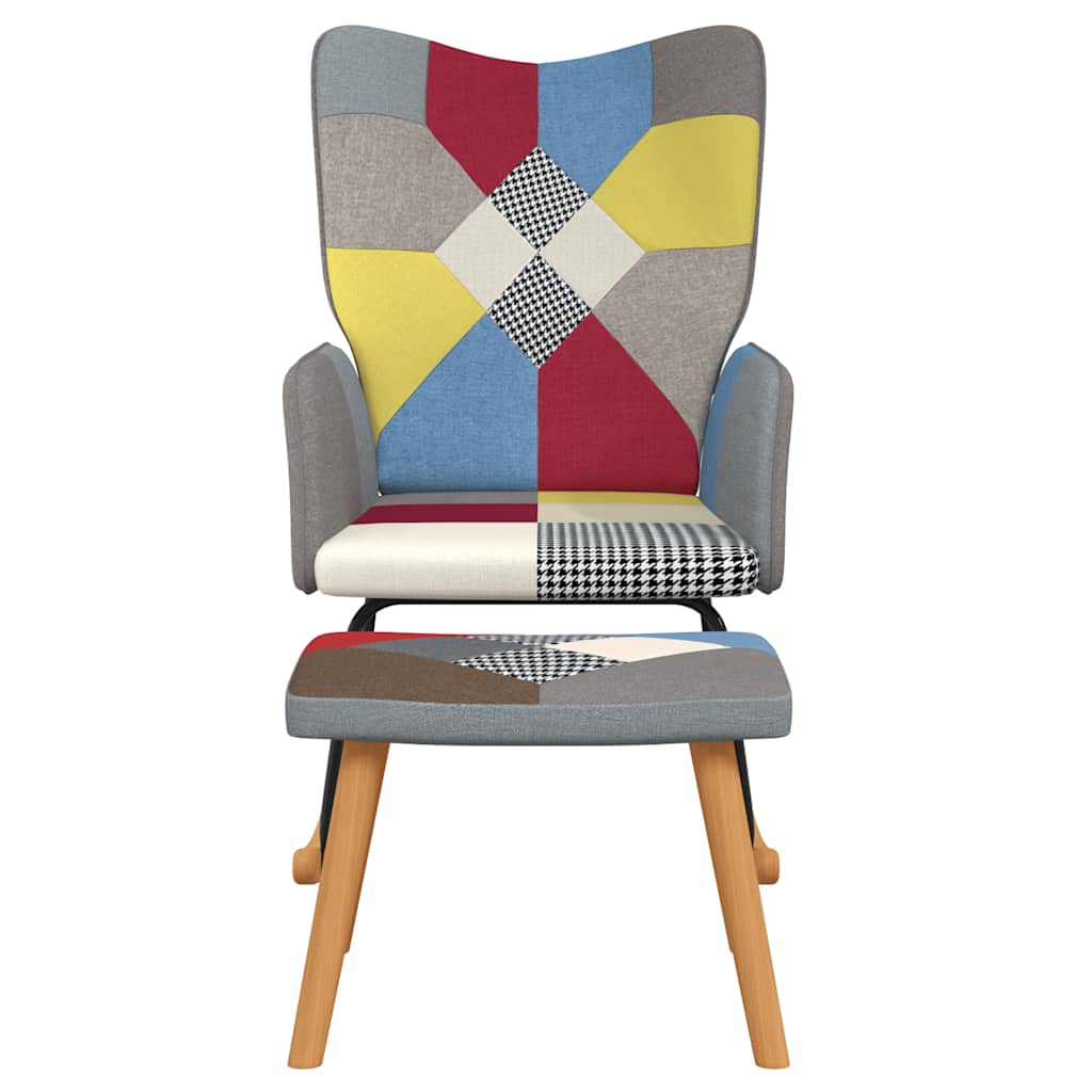 vidaXL Scaun balansoar cu taburet, mozaic, material textil vidaXL Scaun balansoar cu taburet, mozaic, material textil