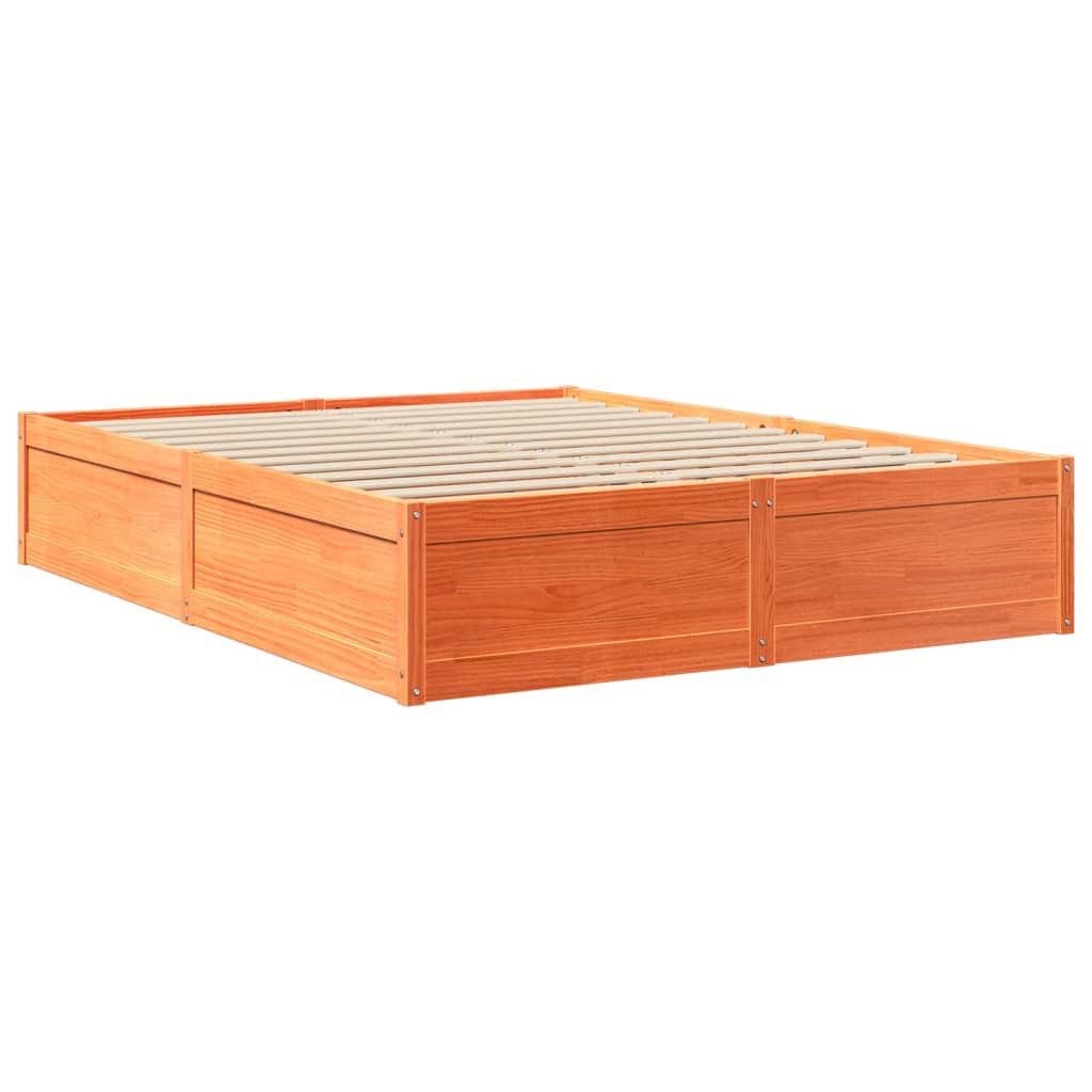 vidaXL Pat cu saltea, maro ceruit, 160x200 cm, lemn masiv pin vidaXL Pat cu saltea, maro ceruit, 160x200 cm, lemn masiv pin