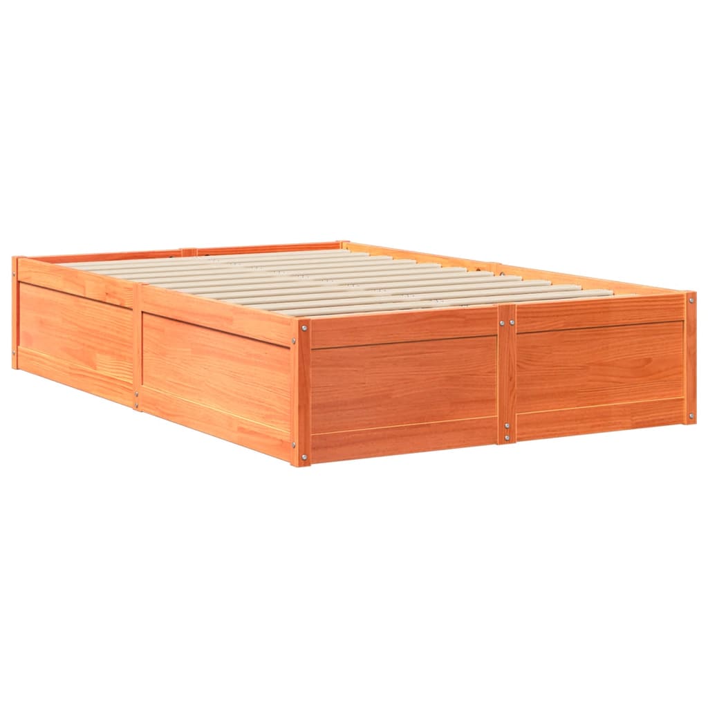 vidaXL Pat cu saltea, maro ceruit, 120x200 cm, lemn masiv pin vidaXL Pat cu saltea, maro ceruit, 120x200 cm, lemn masiv pin