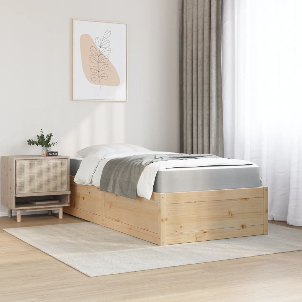 vidaXL Pat cu saltea, 100x200 cm, lemn masiv pin