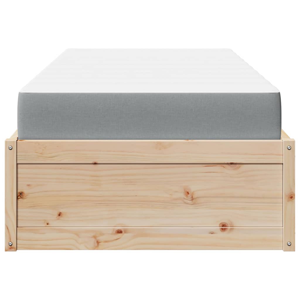 vidaXL Pat cu saltea, 100x200 cm, lemn masiv pin