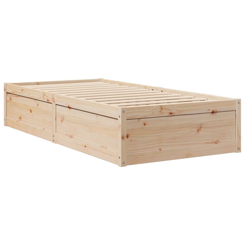 vidaXL Pat cu saltea, 90x200 cm, lemn masiv pin