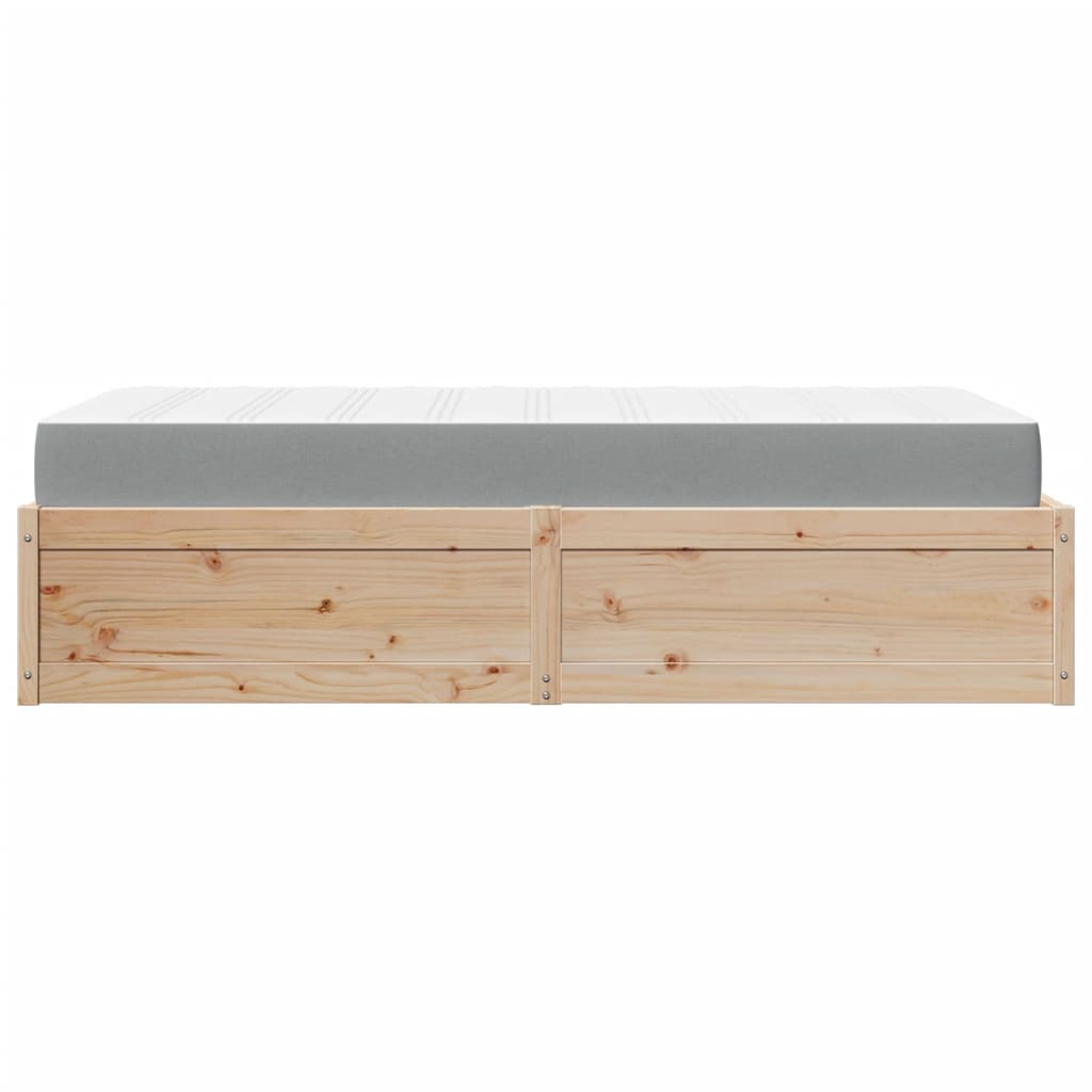 vidaXL Pat cu saltea, 90x200 cm, lemn masiv pin
