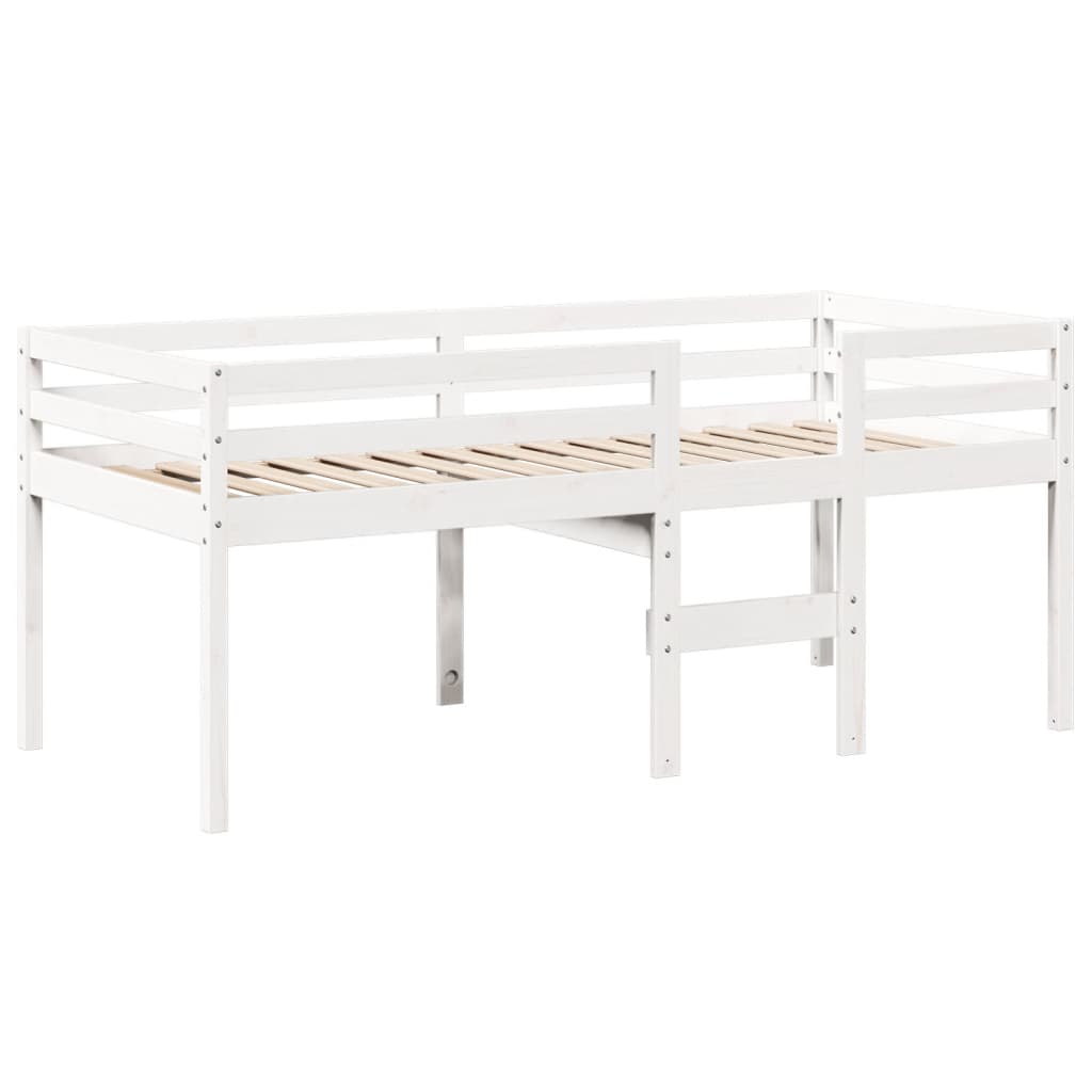 vidaXL Pat înalt cu acoperiș, alb, 80x200 cm, lemn masiv de pin
