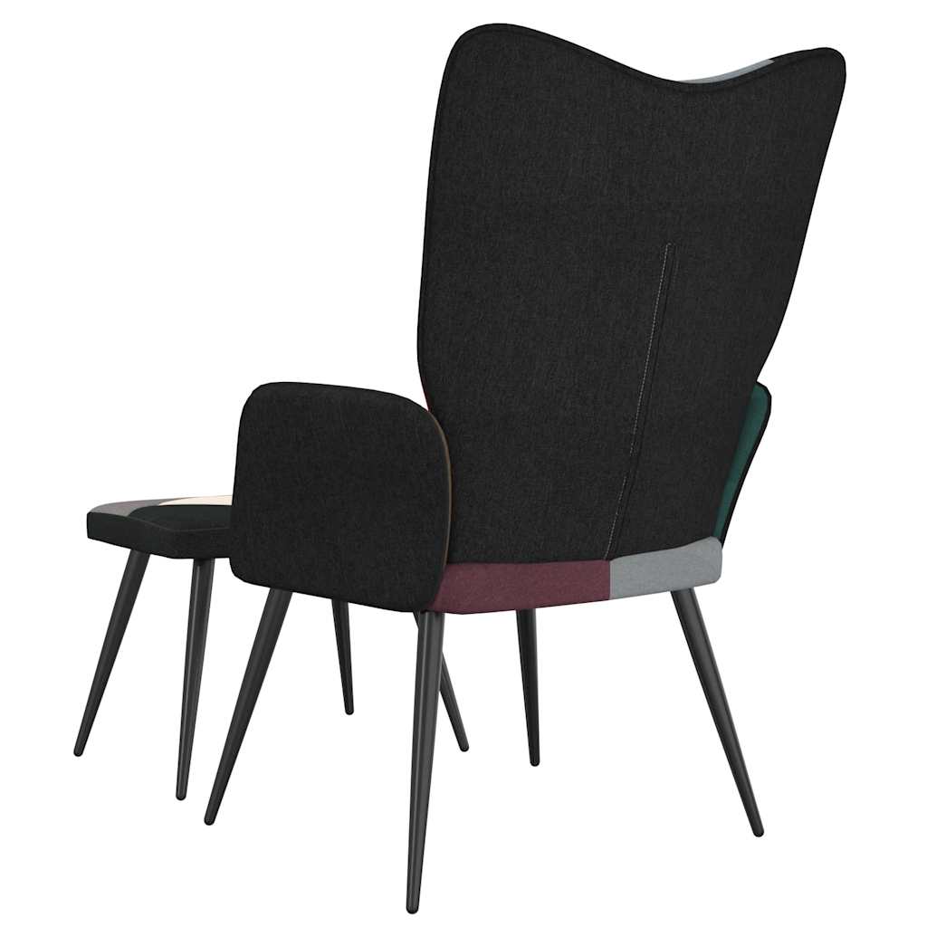 vidaXL Scaun de relaxare cu taburet, textil, petice