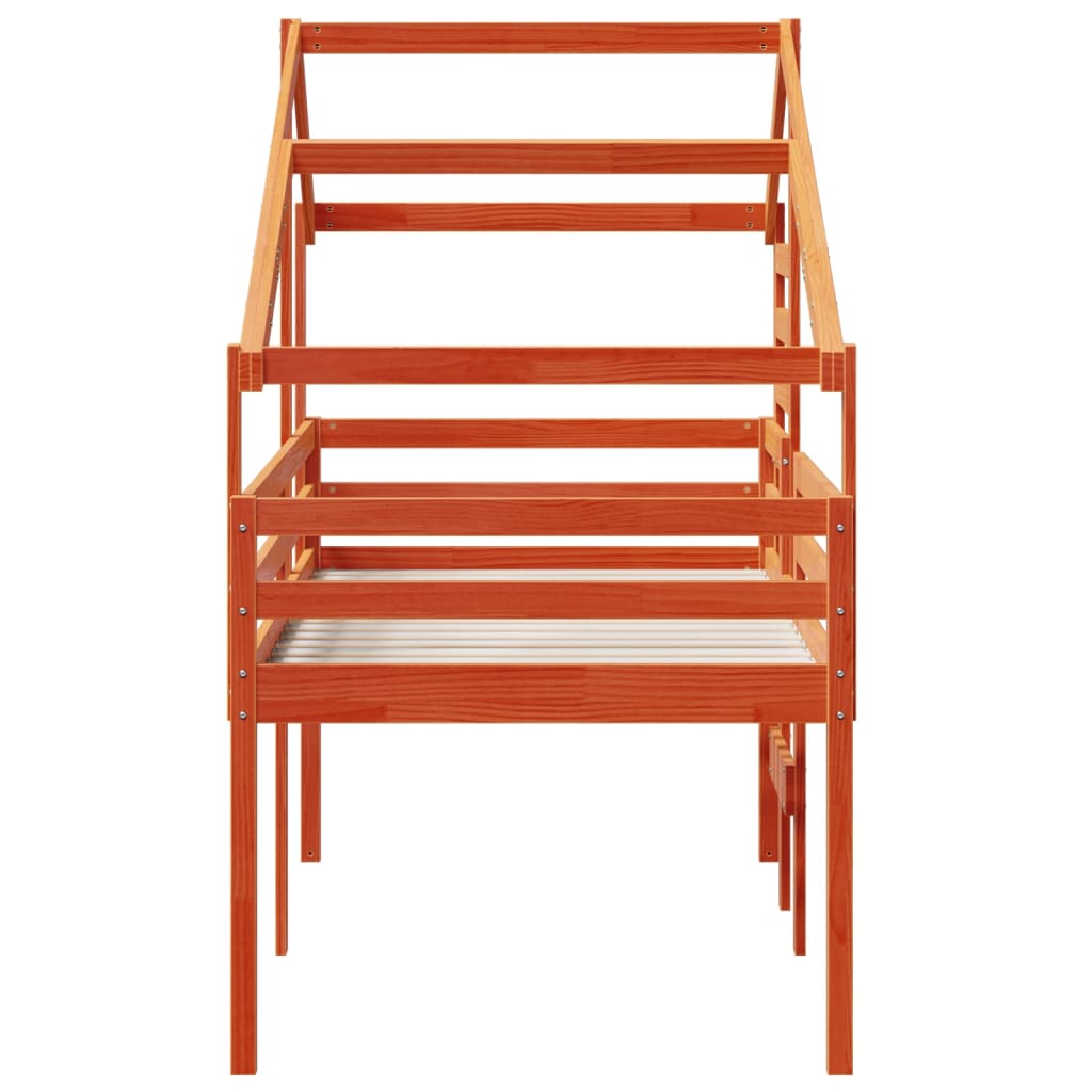 vidaXL Pat înalt de dormitor, maro ceruit, 90x190cm, lemn masiv de pin