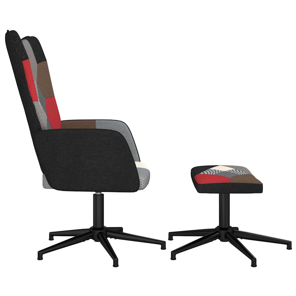 vidaXL Scaun de relaxare cu taburet, textil, petice