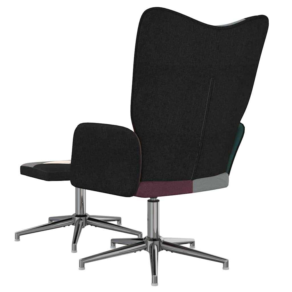 vidaXL Scaun de relaxare cu taburet, textil, petice