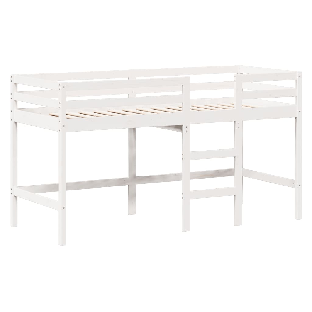 vidaXL Pat etajat cu scară și acoperiș, alb, 90x190 cm, lemn masiv pin vidaXL Pat etajat cu scară și acoperiș, alb, 90x190 cm, lemn masiv pin