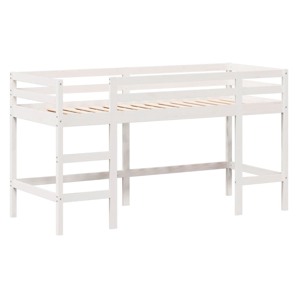 vidaXL Pat etajat cu scară și acoperiș, alb, 90x190 cm, lemn masiv pin vidaXL Pat etajat cu scară și acoperiș, alb, 90x190 cm, lemn masiv pin