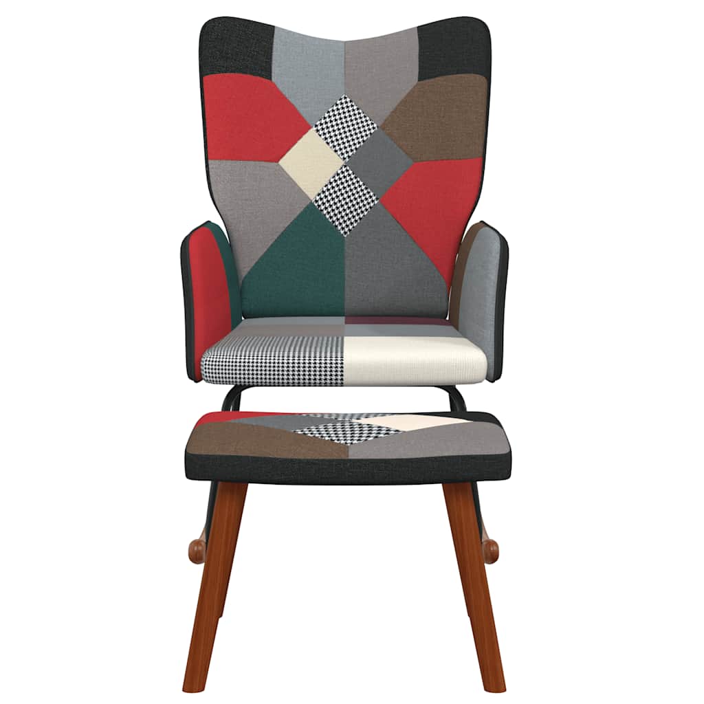 vidaXL Scaun balansoar cu taburet, material textil, petice vidaXL Scaun balansoar cu taburet, material textil, petice