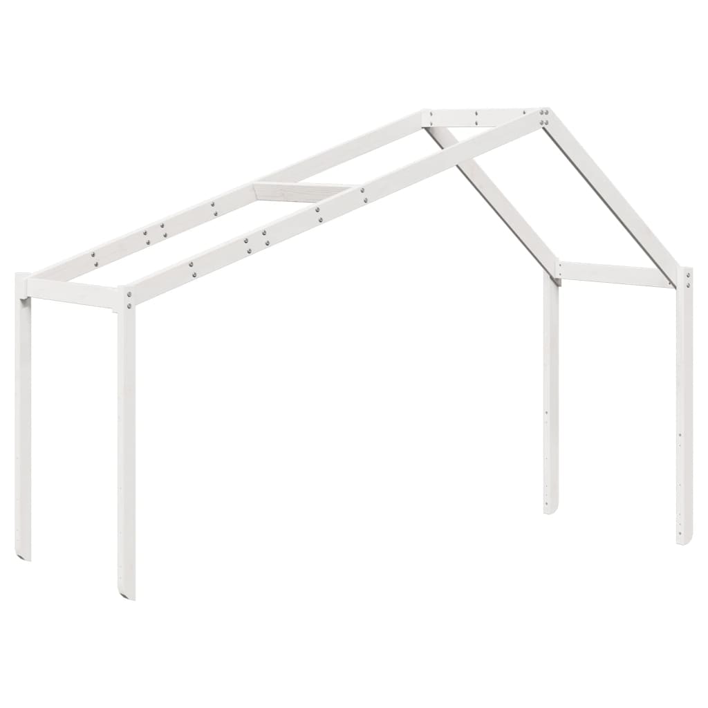 vidaXL Pat supraetajat cu acoperiș, alb, 90x190 cm, lemn masiv de pin